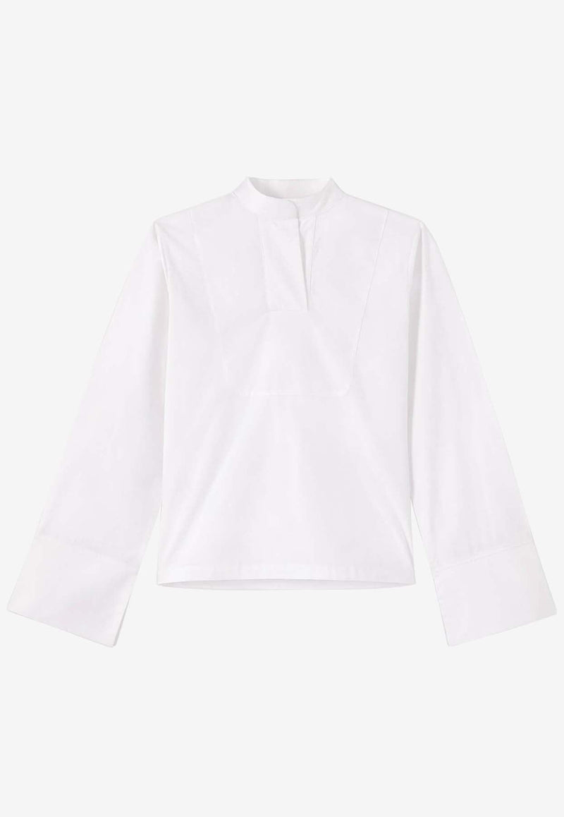 Band-Collar Long Sleeved Shirt