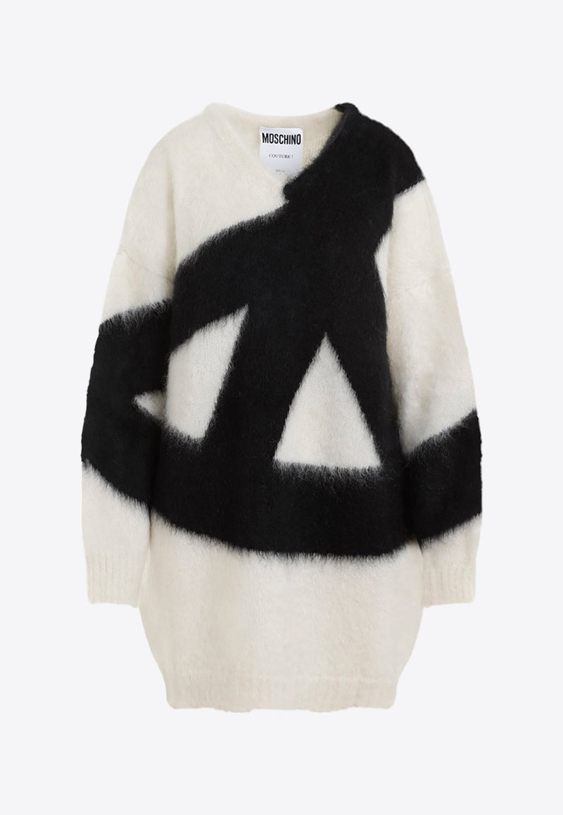 Peace Symbol Mini Dress in Brushed Mohair