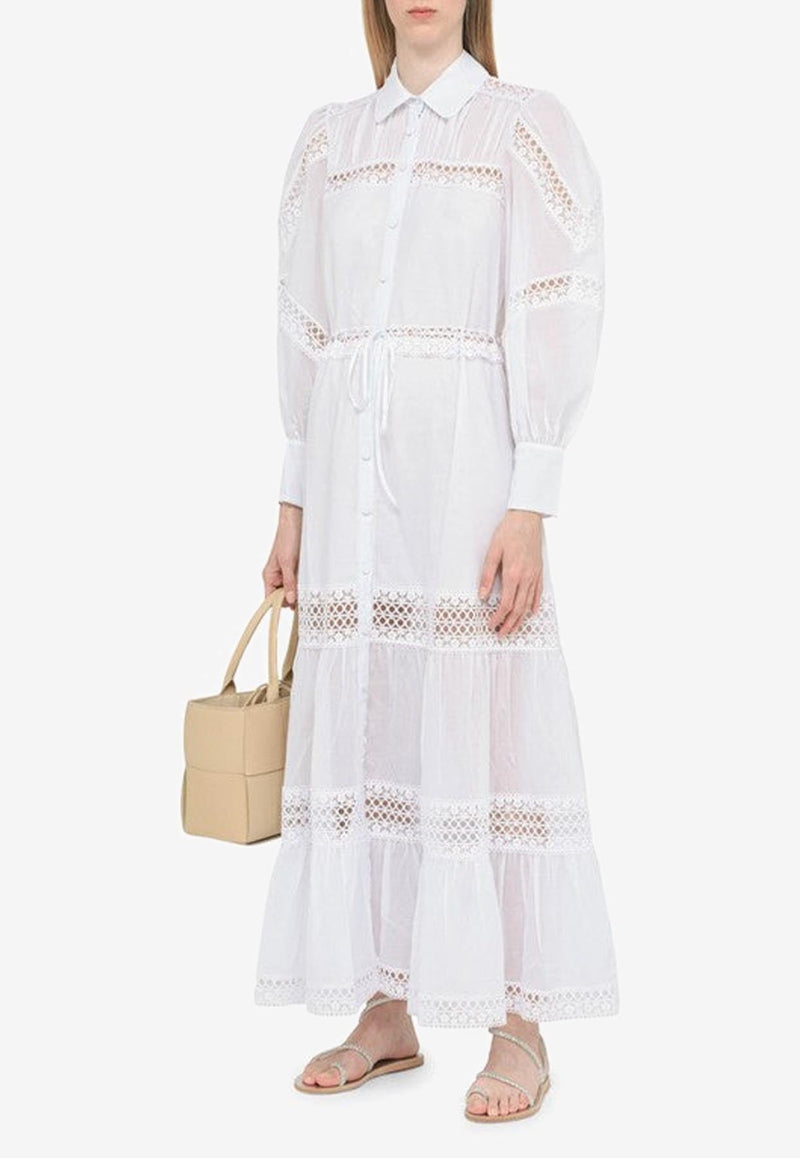 Ileana Lace-Trimmed Maxi Shirt Dress