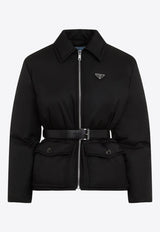 Belted Logo-Plaque Down Jacket