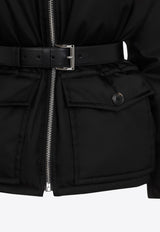 Belted Logo-Plaque Down Jacket