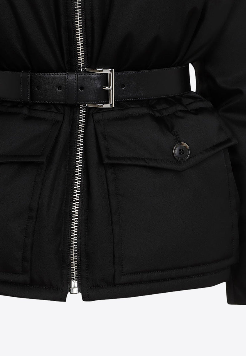 Belted Logo-Plaque Down Jacket