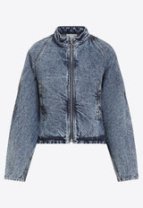 Washed-Out Zip-Up Denim Jacket