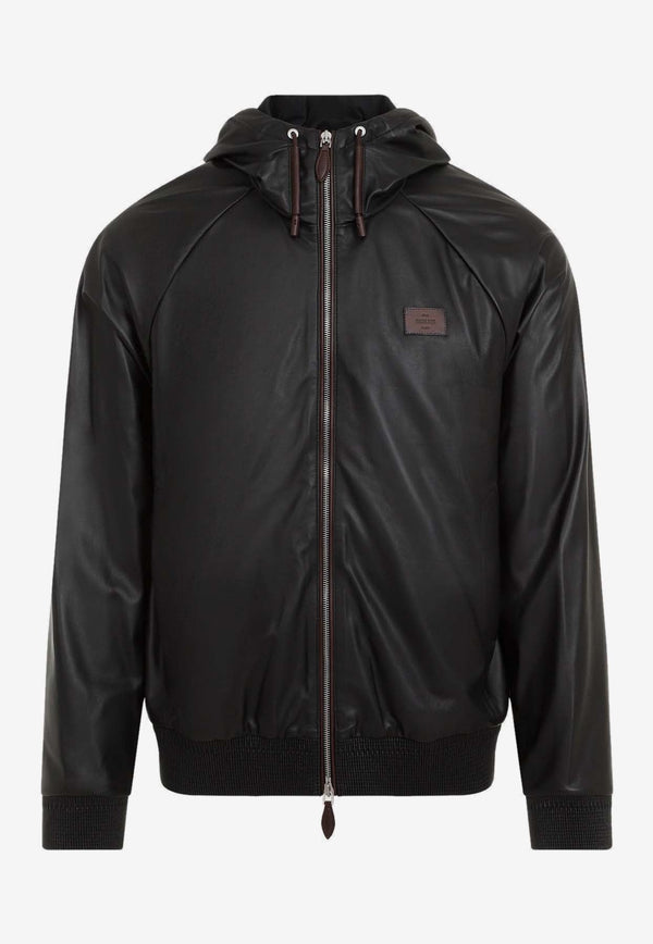 B-way Fly Zip-Up Leather Jacket