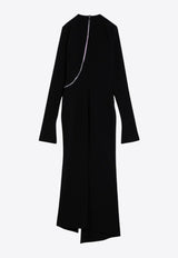 Zipped Long-Sleeved Midi Dress