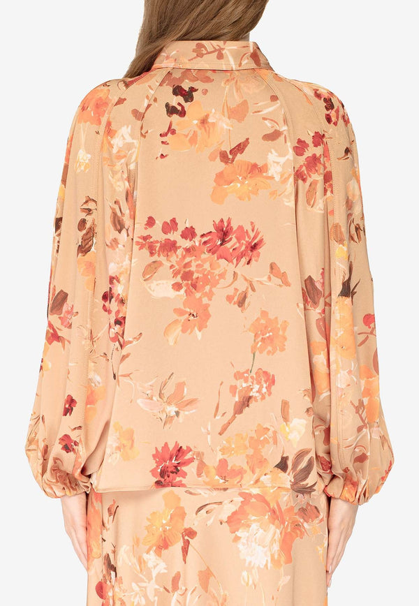 Floral Print Transept Crepe Blouse