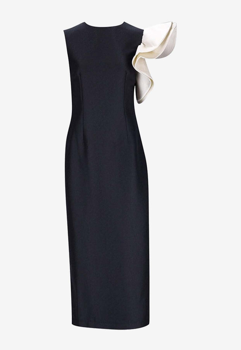 Franz Crepe Two-Tone Midi Dress