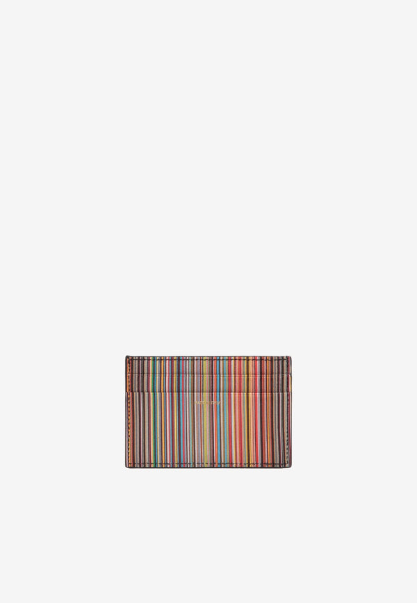 Leather Cardholder with Signature Stripe Details