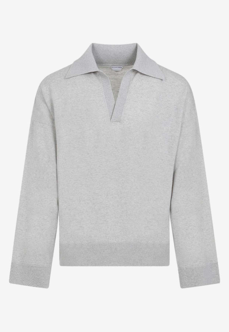 V-neck Wool Polo Sweater