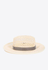 Strass-Strap Woven Fedora Hat