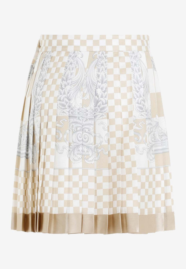 Damier Print Pleated Mini Skirt