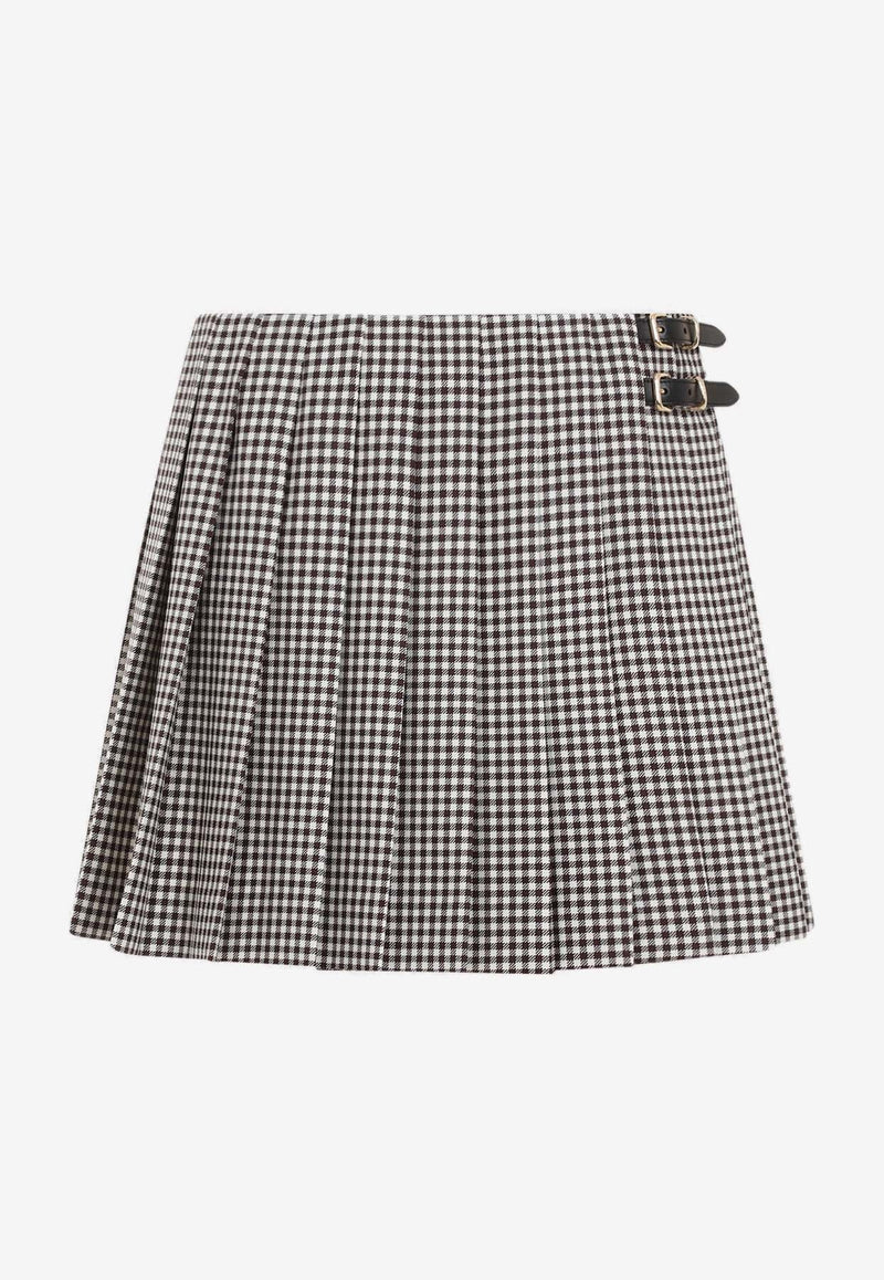 Checked Pleated Mini Skirt