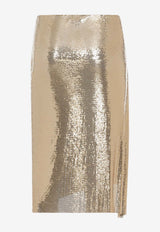 Sequin-Embellished Knee-Length Skirt