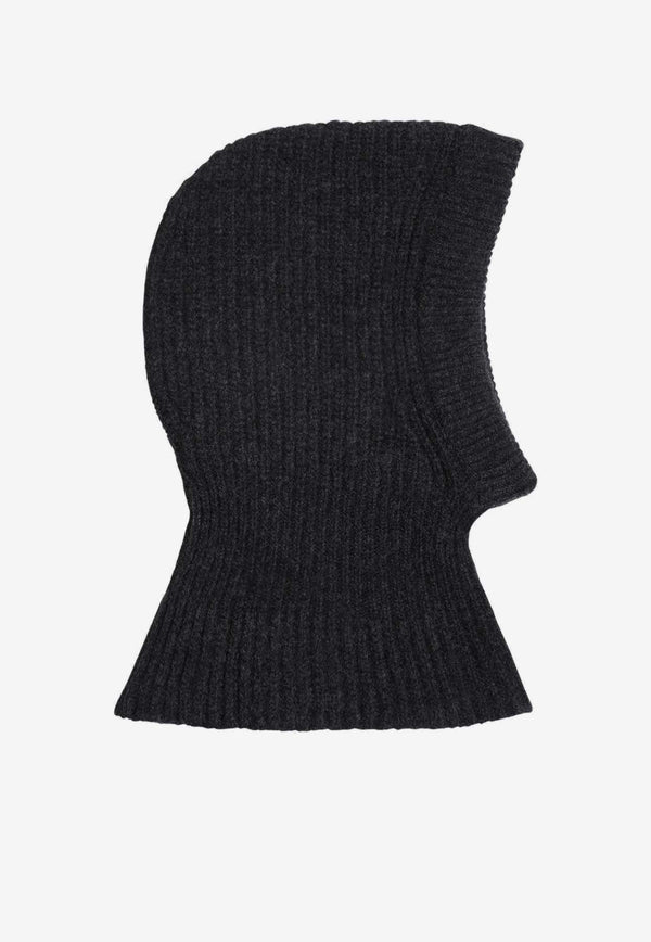 Ribbed Knit Wool Balaclava