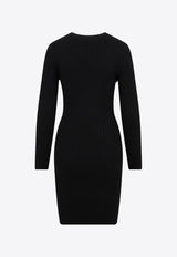 Knitted Knee-Length Dress with Cut-Outs