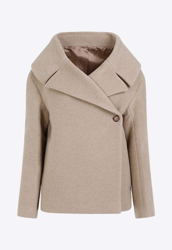 Single-Breasted Wool Short Coat