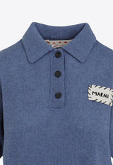 Logo-Stitched Cashmere Polo Top