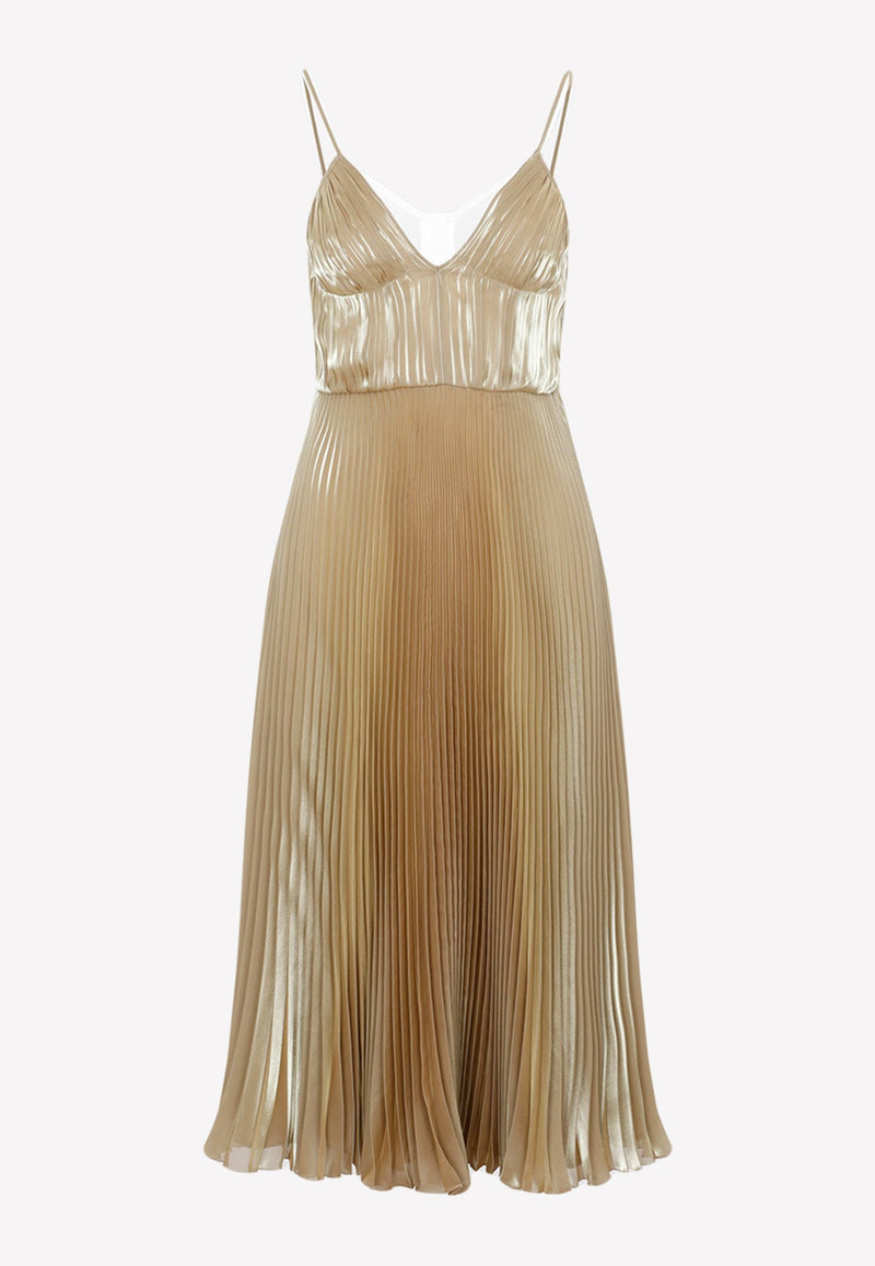 Pleated Strapless Midi Dress