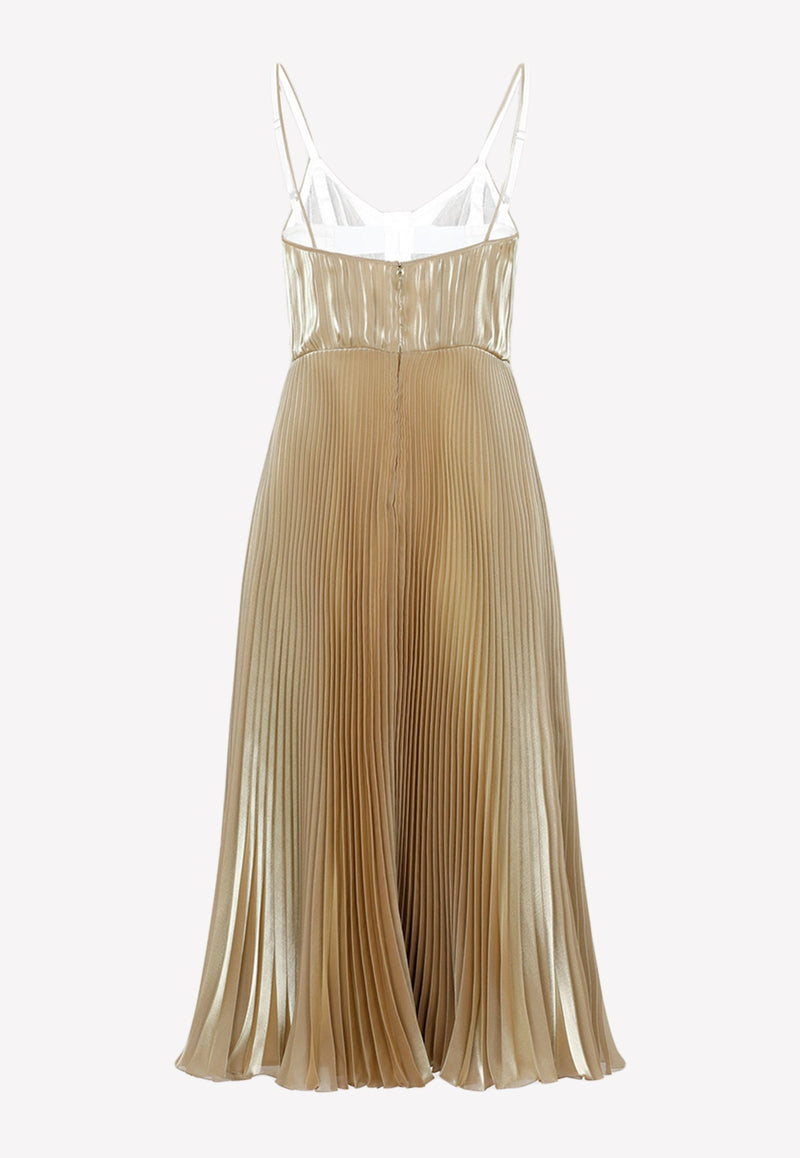 Pleated Strapless Midi Dress