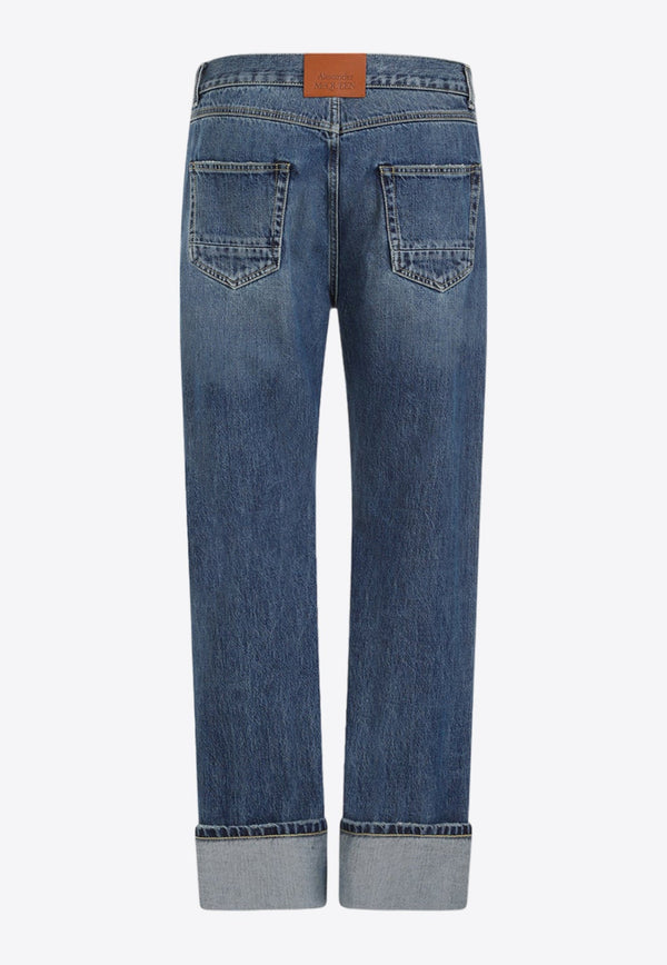 Cuffed Straight-Leg Jeans