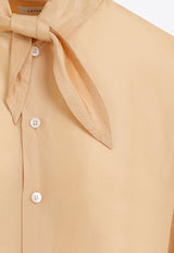 Scarf-Neck Short-Sleeved Shirt in Silk