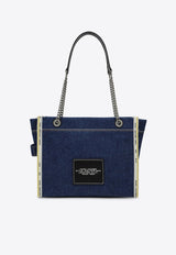 The Medium Denim Chain Tote Bag