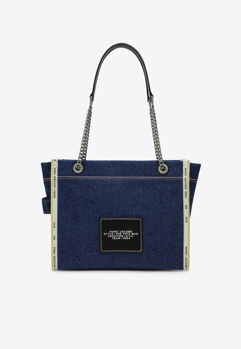 The Medium Denim Chain Tote Bag