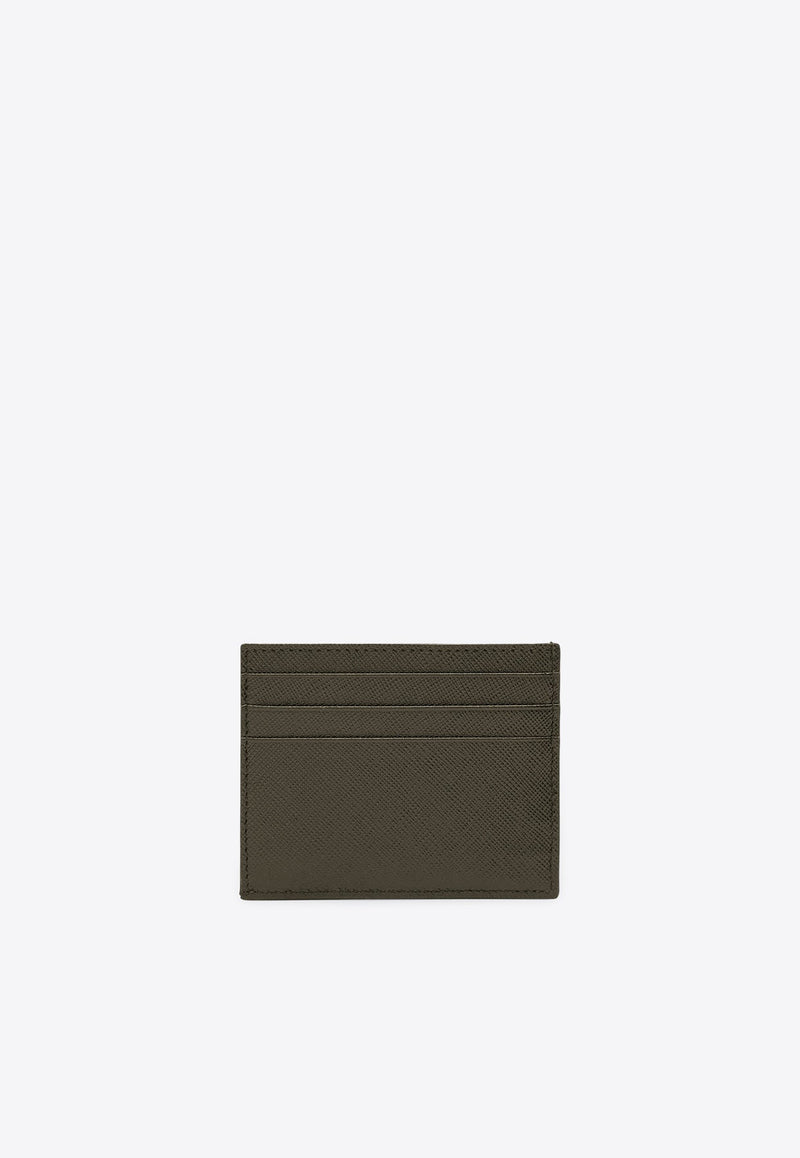 Triangle Logo Cardholder in Saffiano Leather