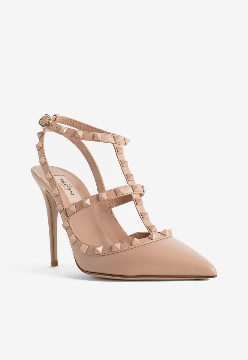 110 Rockstud Caged Pumps in Leather