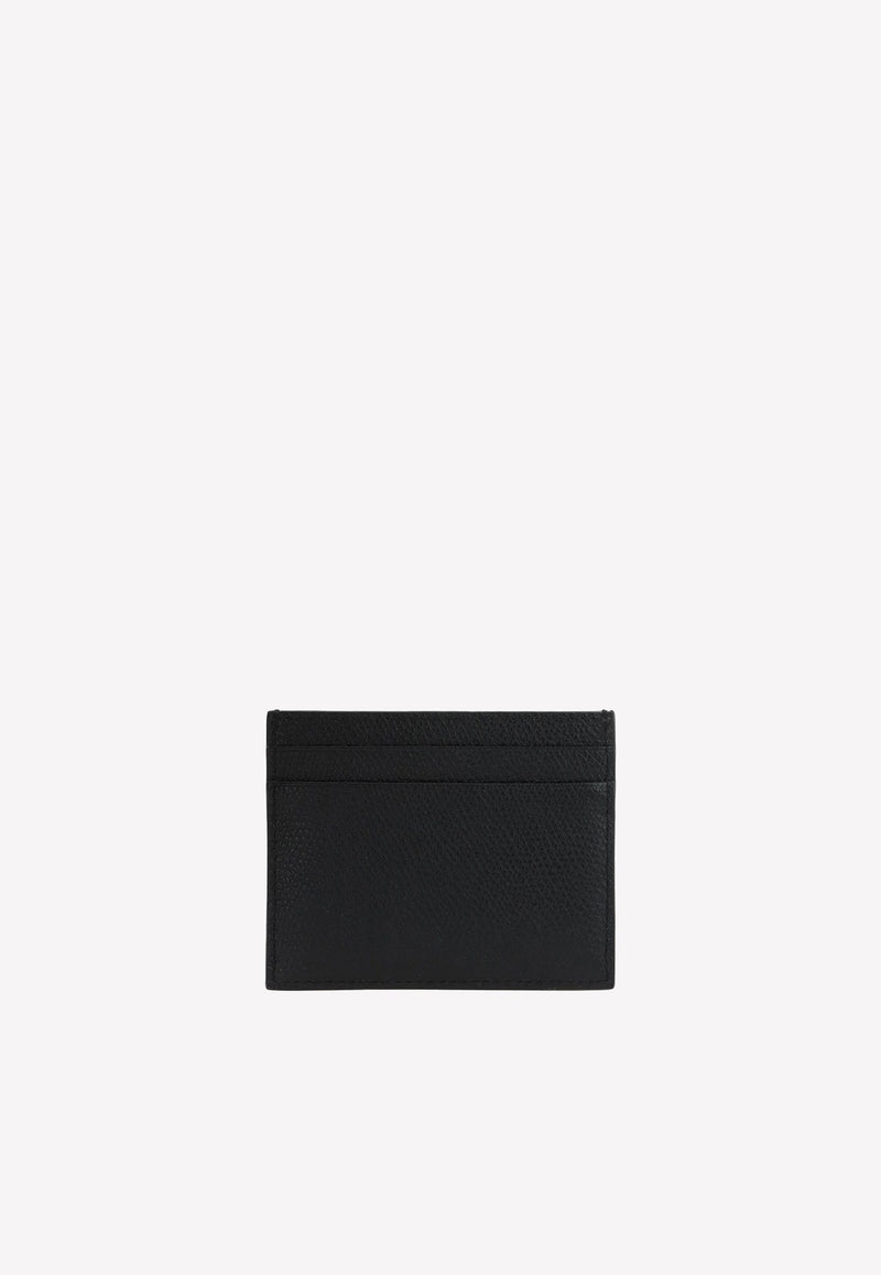 VLogo Cardholder in Grained Leather
