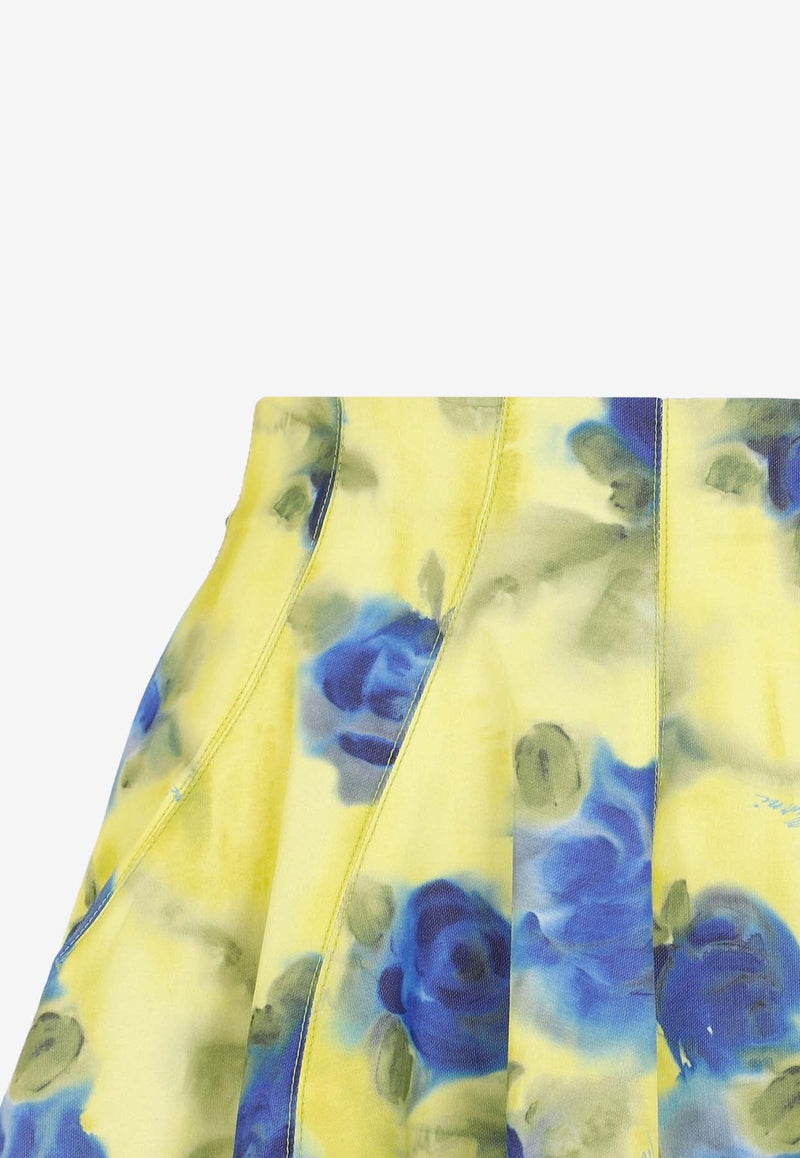 Floral Flared Midi Skirt