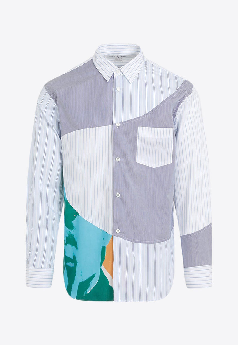 Striped Patchwork Poplin Shirt