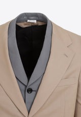 Single-Breasted Layered Wool Blazer