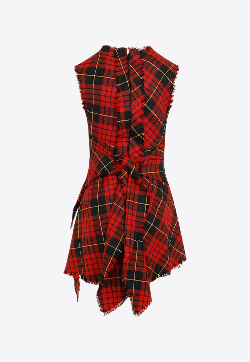 Distressed Tartan Mini Dress