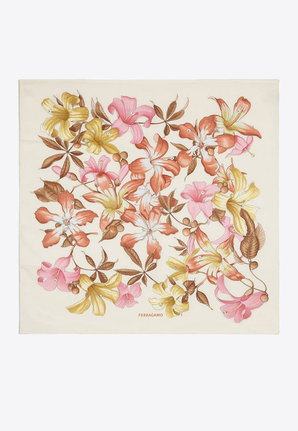 Hibiscus Print Silk Foulard