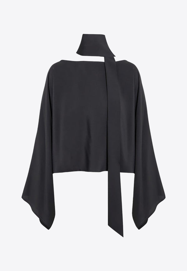 Shawl Collar Sleeved Blouse