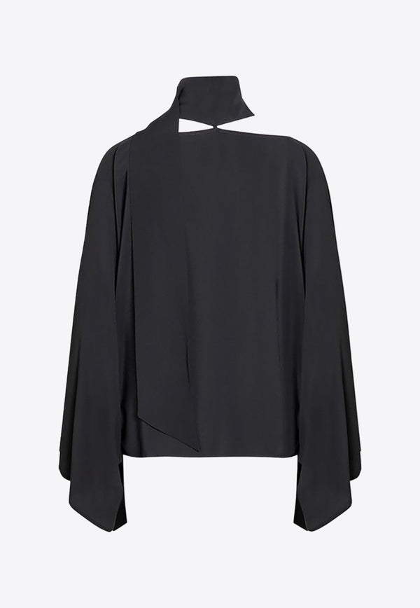 Shawl Collar Sleeved Blouse