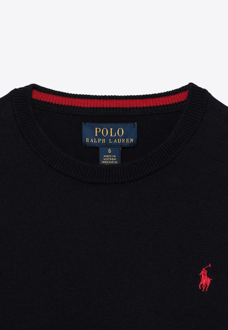 Boys Logo Embroidered Crewneck Sweater