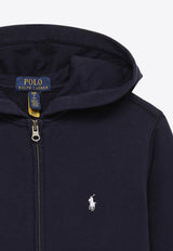 Boys Logo Embroidered Zip-Up Hoodie