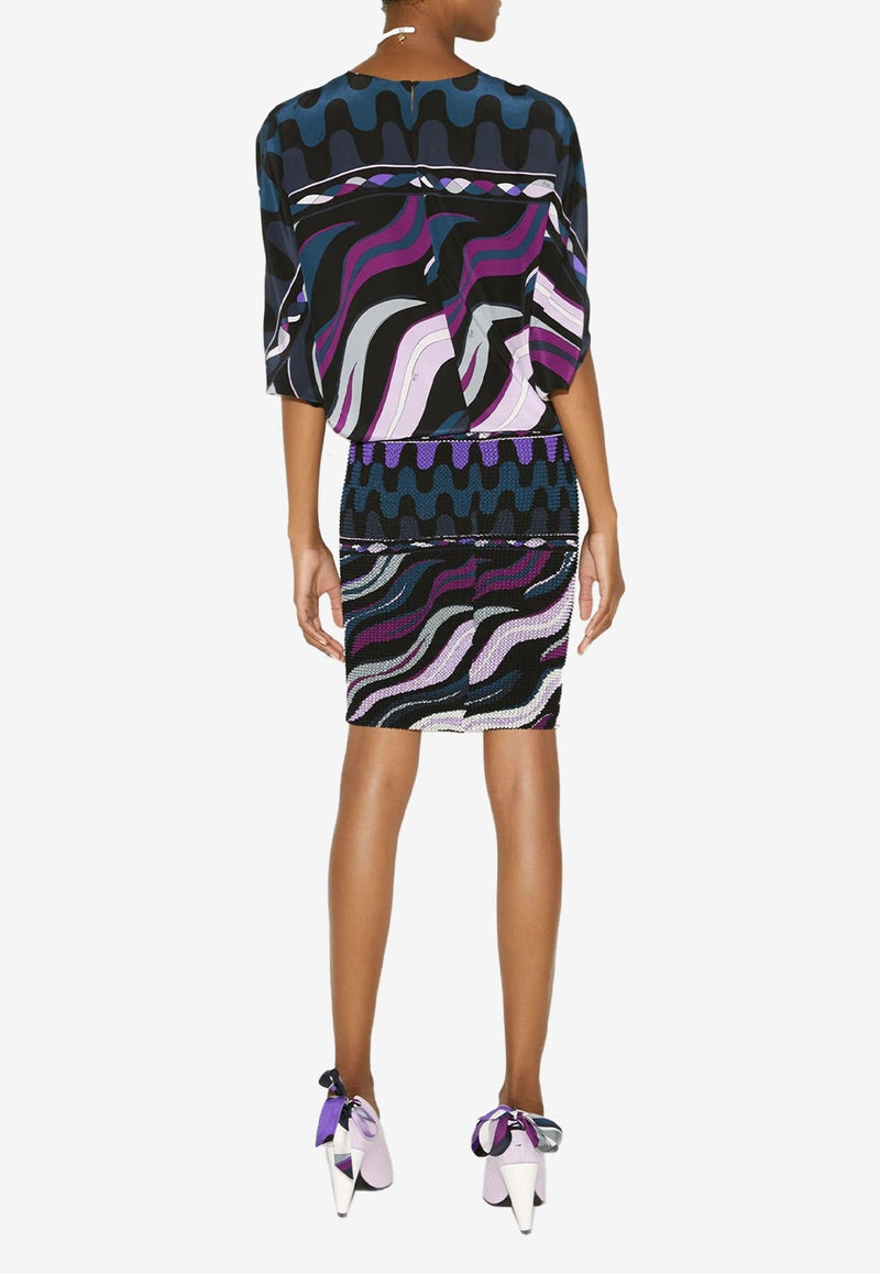 Fiamme Print Knee-Length Dress