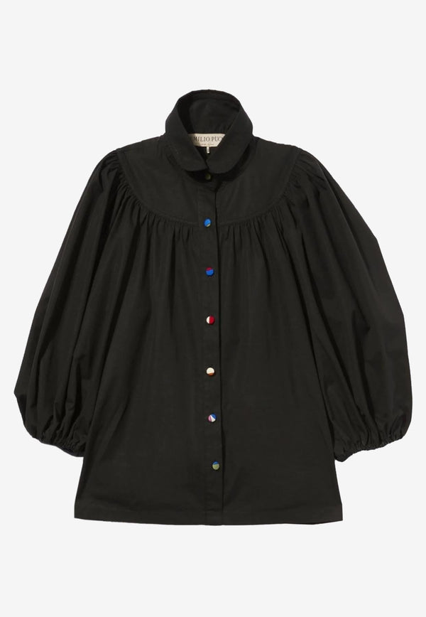 Puff-Sleeve Buttoned Shirt