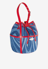 Marmo Print Denim Bucket Bag