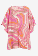 Marmo-Print Mini Kaftan Dress