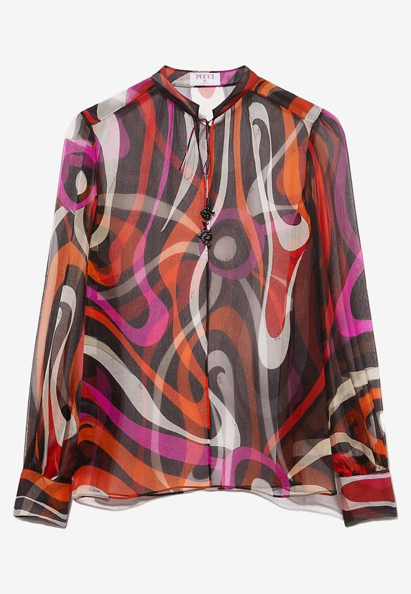 Marmo-Print Silk Blouse