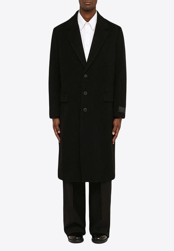 Single-Breasted Wool Blend Coat