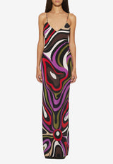 Marmo Print Maxi Silk Dress