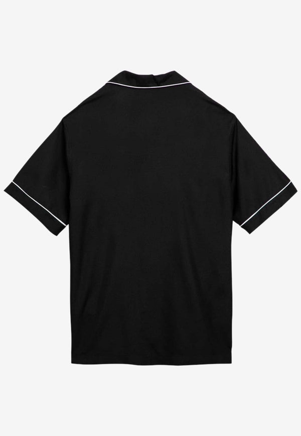 Piped-Trim Silk Bowling Shirt