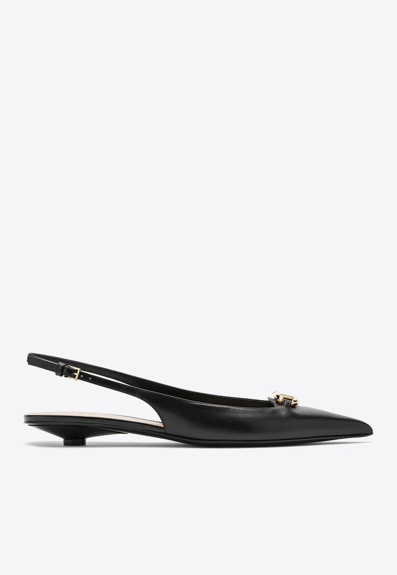 VLogo Signature Slingback Flats in Calf Leather