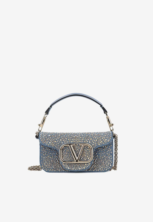 Locò Crystal Embellished Denim Shoulder Bag