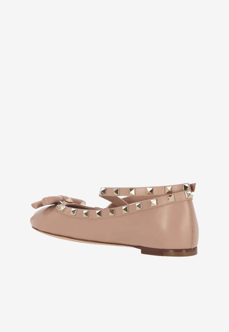 Rockstud Calf Leather Ballet Flats